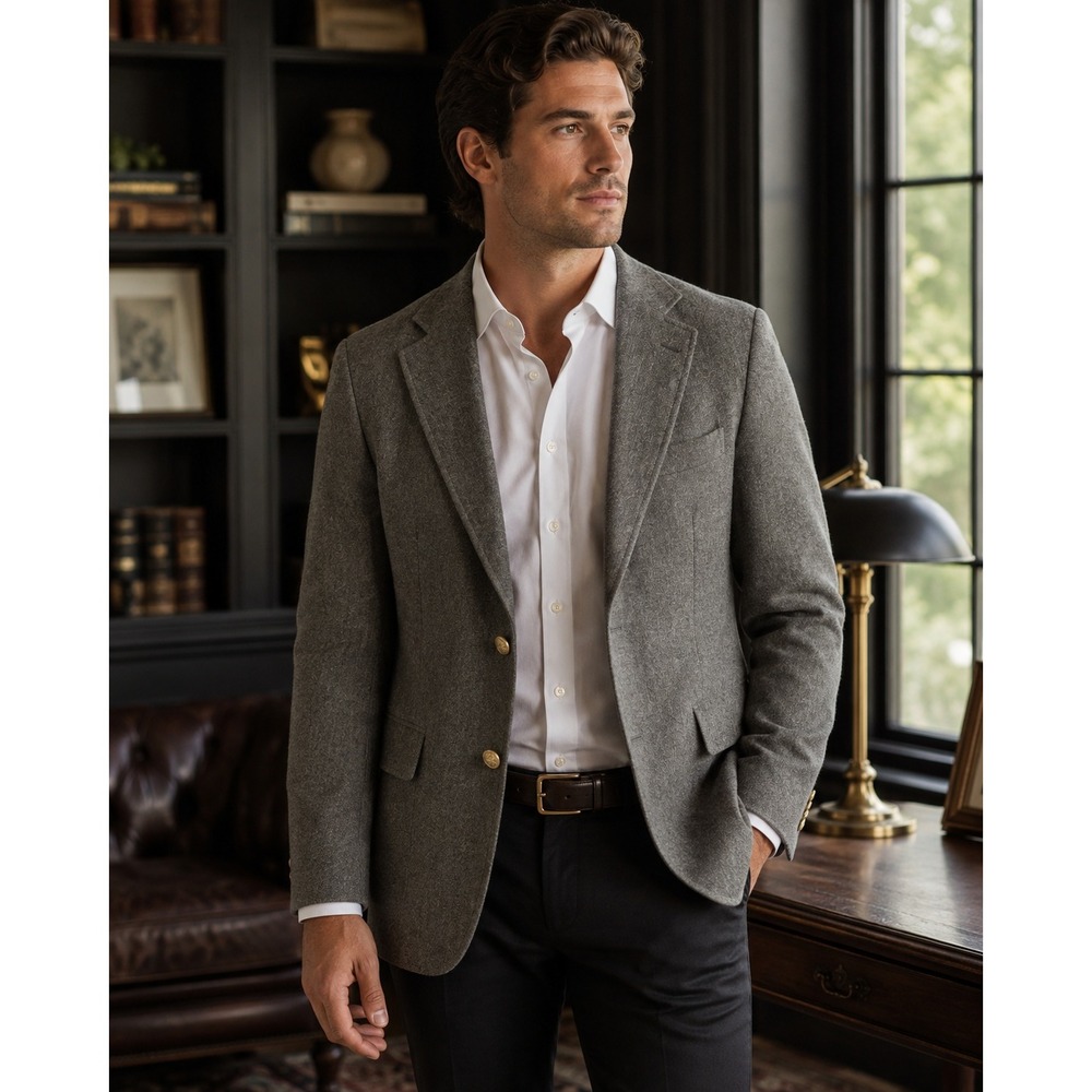 Cricketeer Sport Coat Mens‎ Large Grey Wool Vintage Preppy Academic Classic